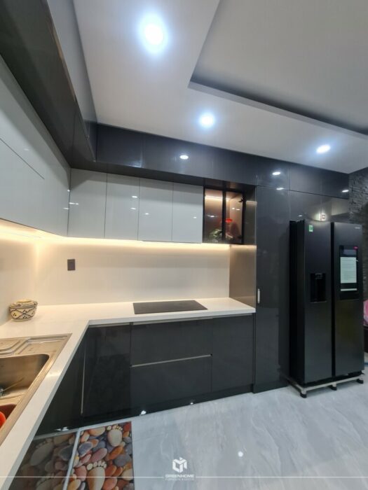 Hệ thống đèn âm tường trong tủ bếp Vũng Tàu.