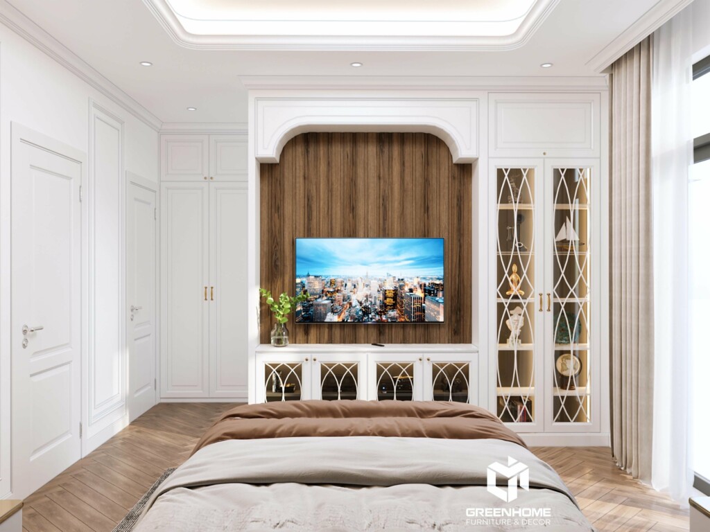 Phòng ngủ có nội thất thiết kế Tân cổ Neoclassical 