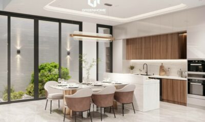 CHIÊM NGƯỠNG NỘI THẤT NHÀ PHỐ HIỆN ĐẠI ỨNG DỤNG HỆ LAM