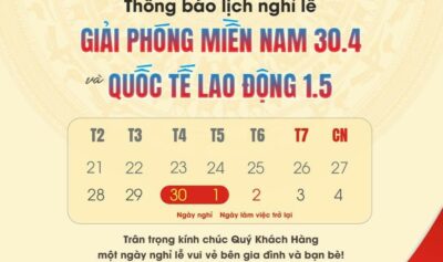 LỊCH NGHỈ 30/4 1/5